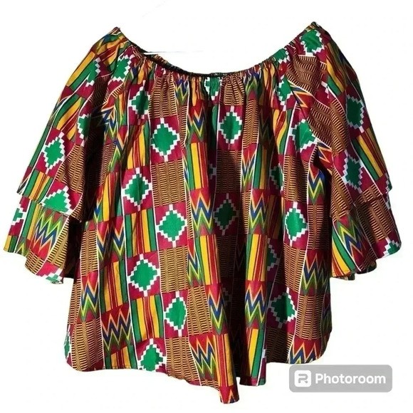 Advance Apparel women off shoulders colorful bell wide tops  size Medium- Large - Picture 2 of 5